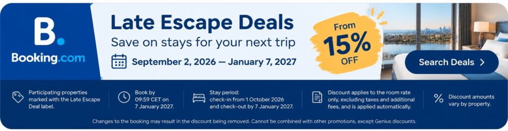 Booking.com Late Escape Deals Banner
