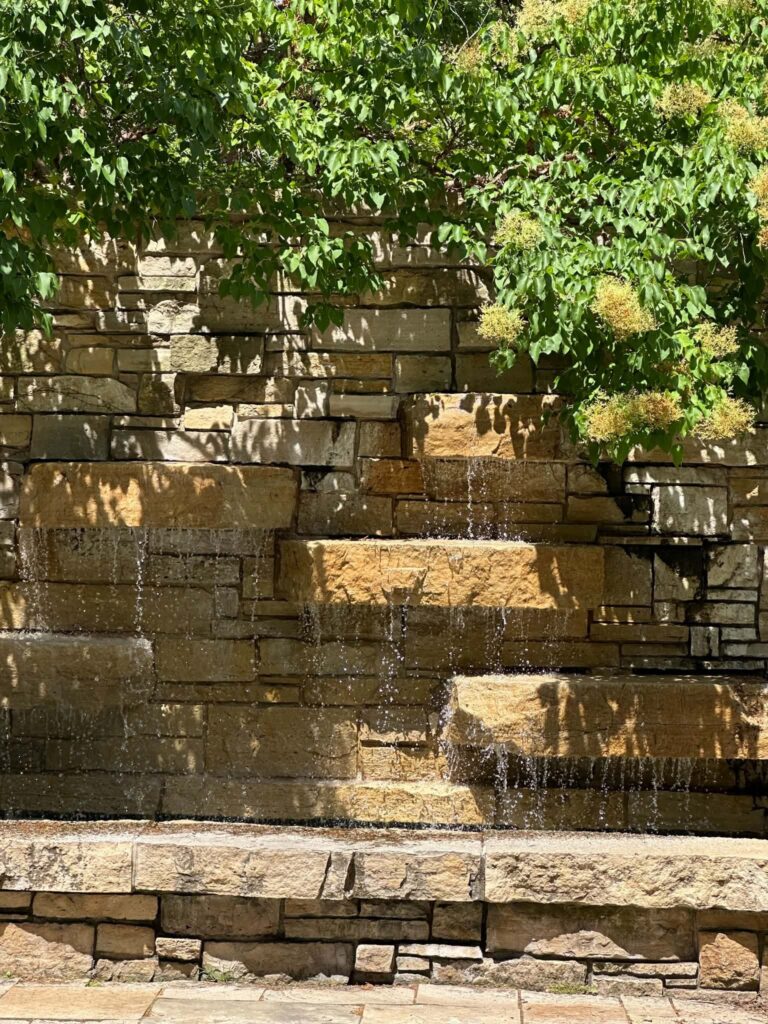Stone waterfall garden feature at Olbrich Botanical Gardens